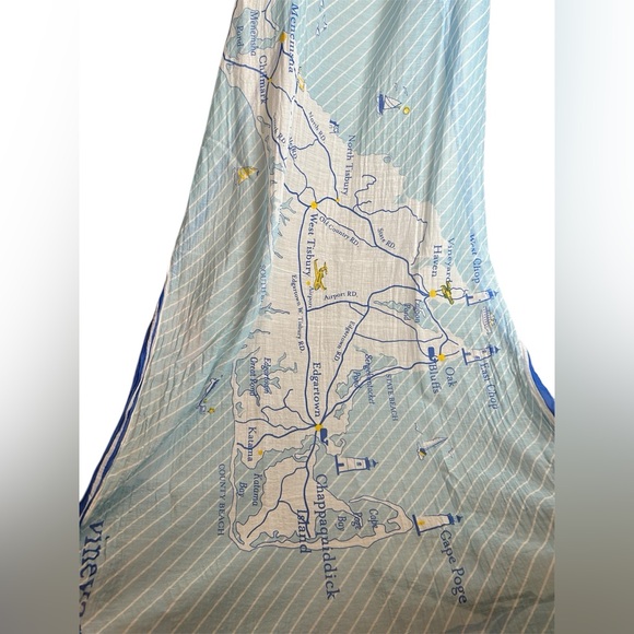 Vineyard Vines Accessories - Vineyard Vines Martha’s Vineyard Coastal Preppy Map Silk Blend Wrap Scarf